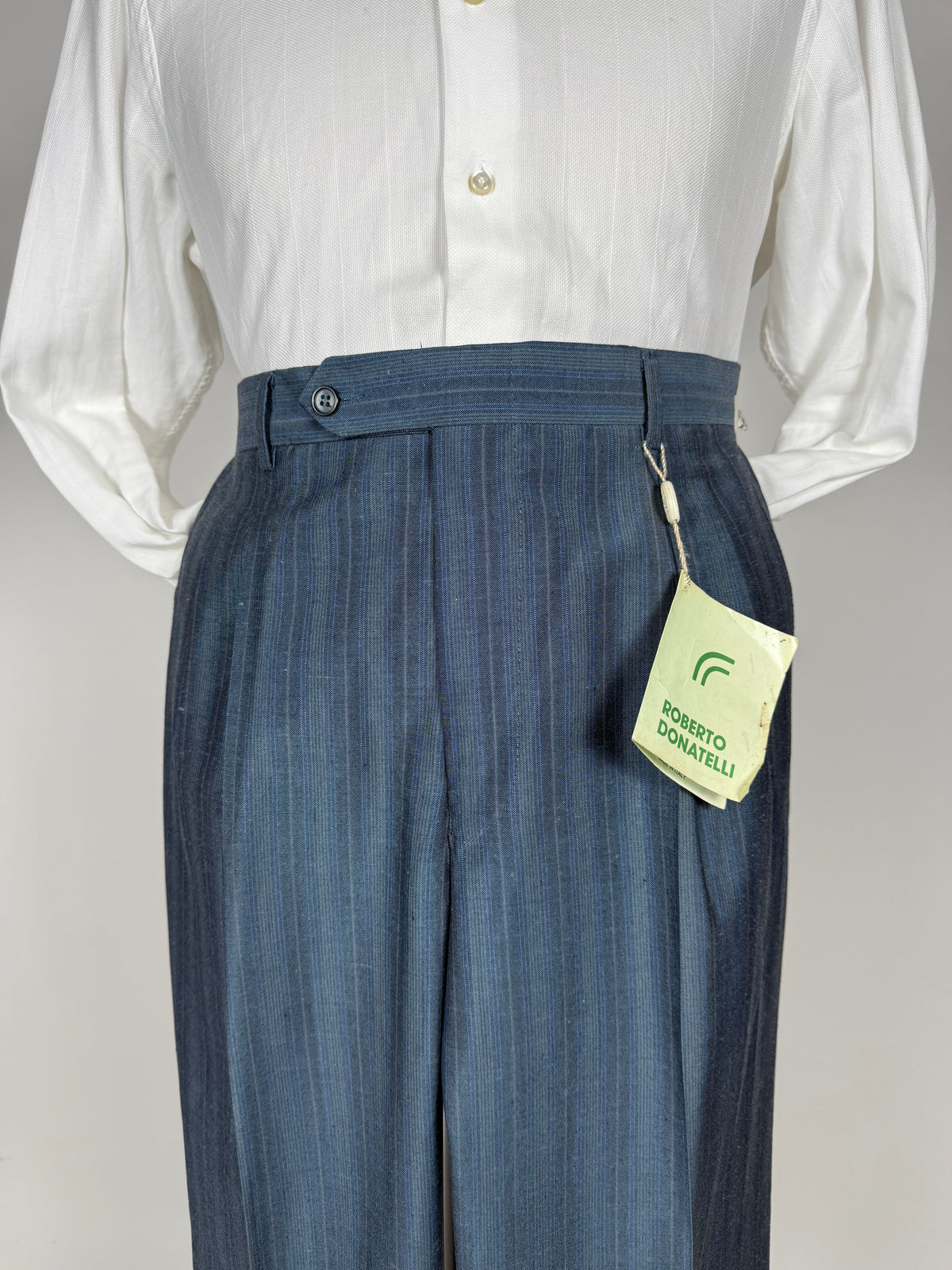 Pantaloni anni '80 blu a righe (NOS) - tg. 50