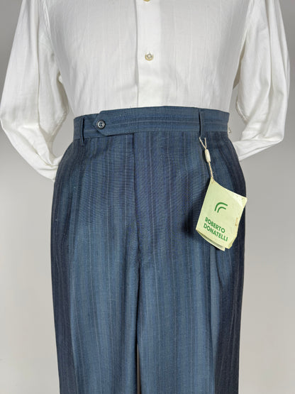 Pantaloni anni '80 blu a righe (NOS) - tg. 50