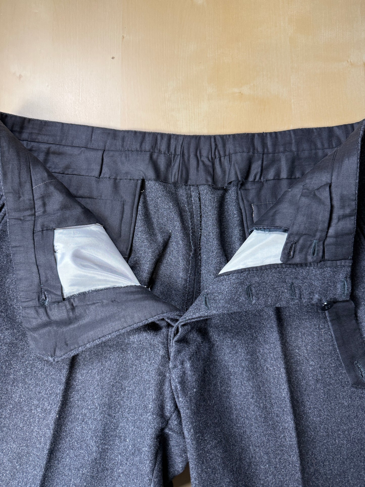 Pantaloni sartoriali anni ‘60/‘70 flanella antracite - tg. 50/52