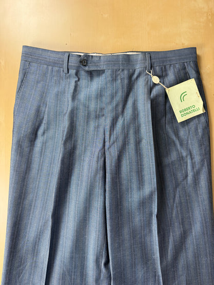 Pantaloni anni '80 blu a righe (NOS) - tg. 50