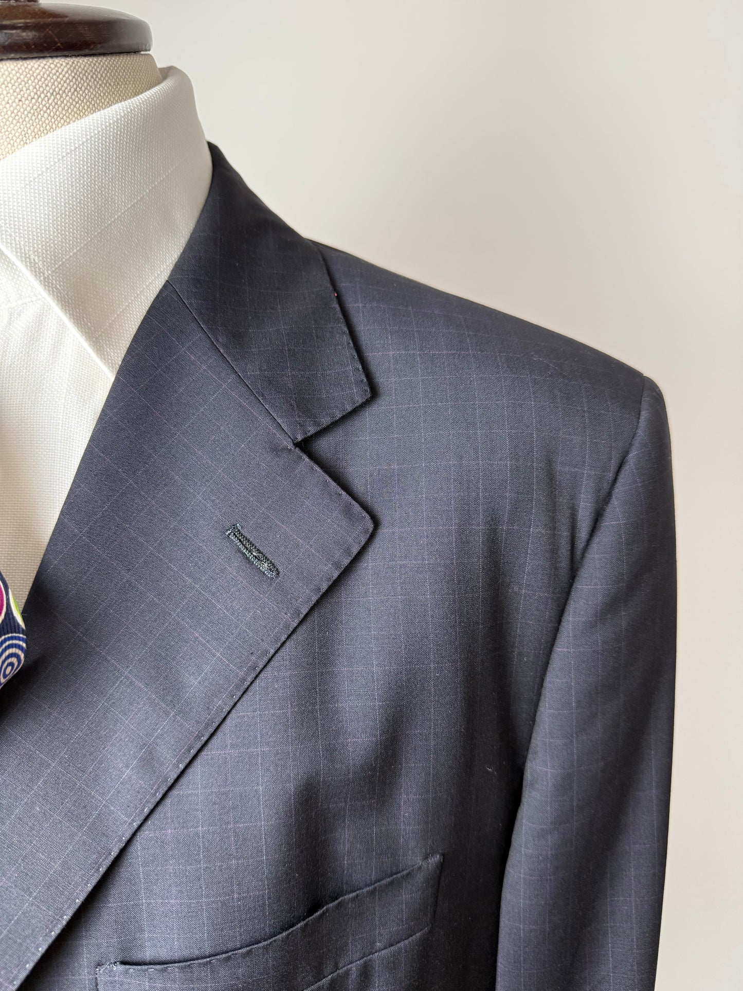 Completo Corneliani fresco lana blu a quadri - tg. 52/54