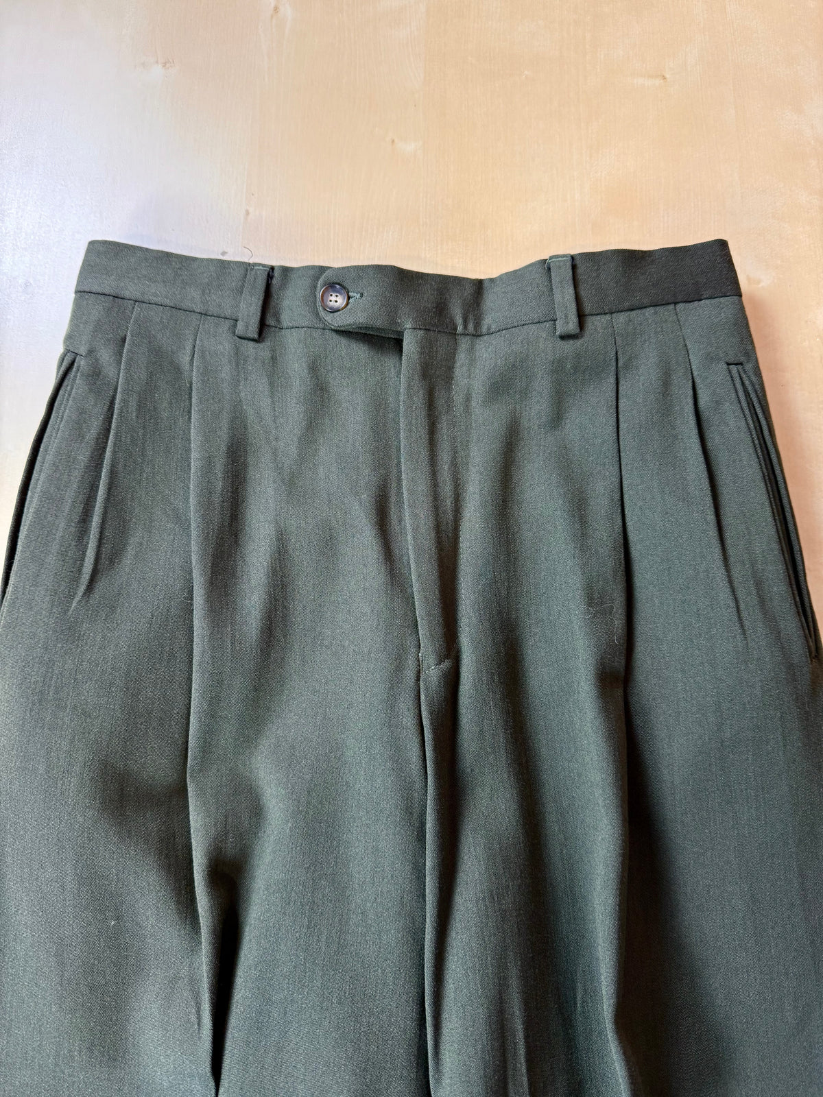 Completo anni '80 misto lana verde - tg. 48 drop alto