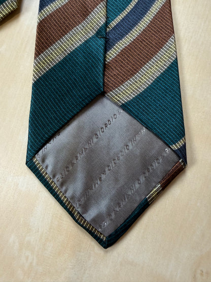 Cravatta Armani regimental vintage verde