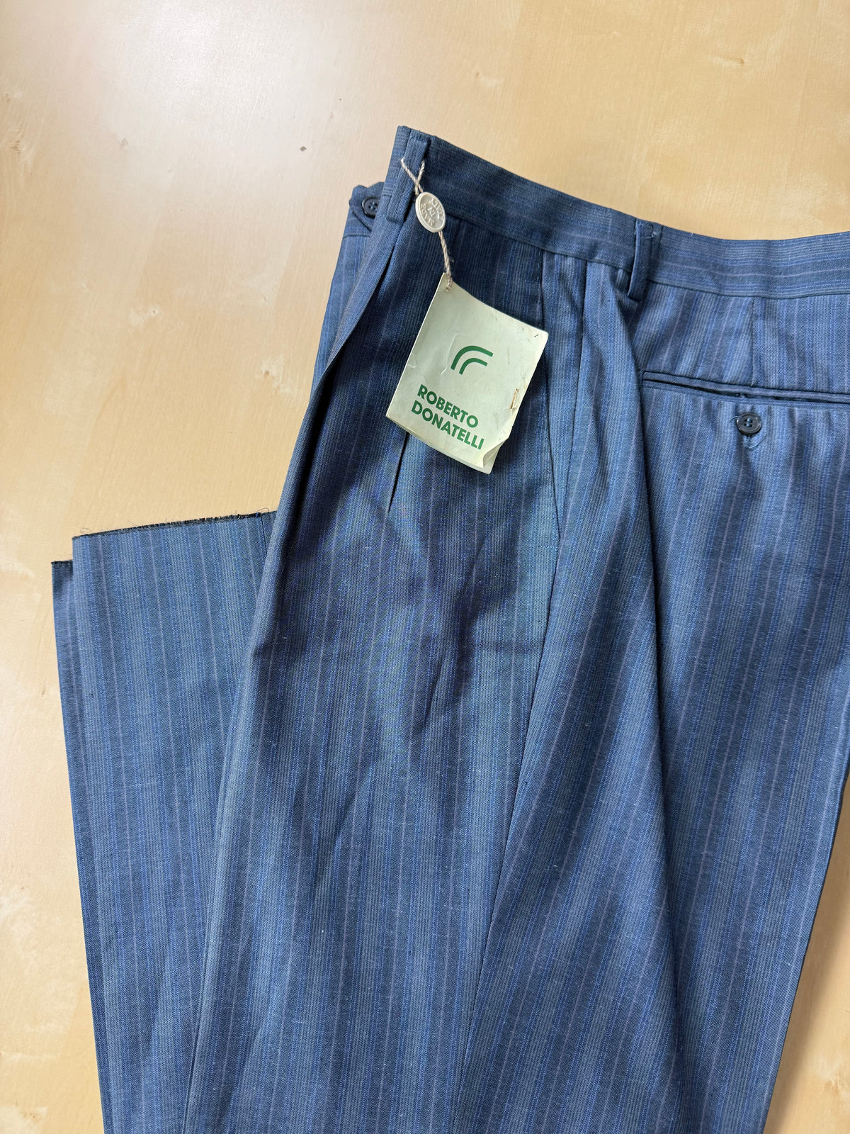 Pantaloni anni '80 blu a righe (NOS) - tg. 50