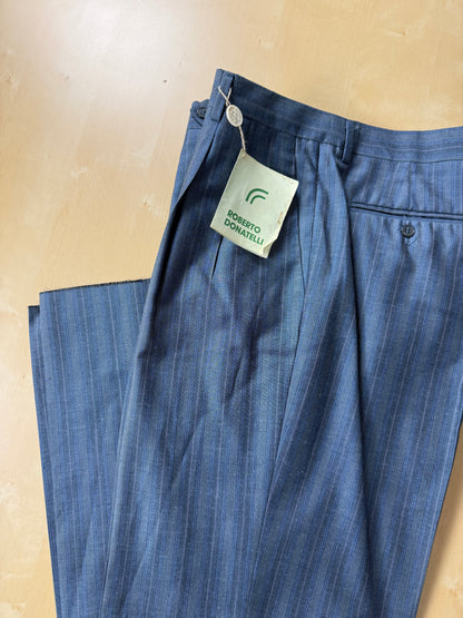 Pantaloni anni '80 blu a righe (NOS) - tg. 50