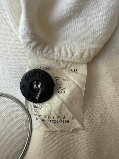 Camicia Stone Island bianca manica corta in cotone e lino (SS 2002) - L