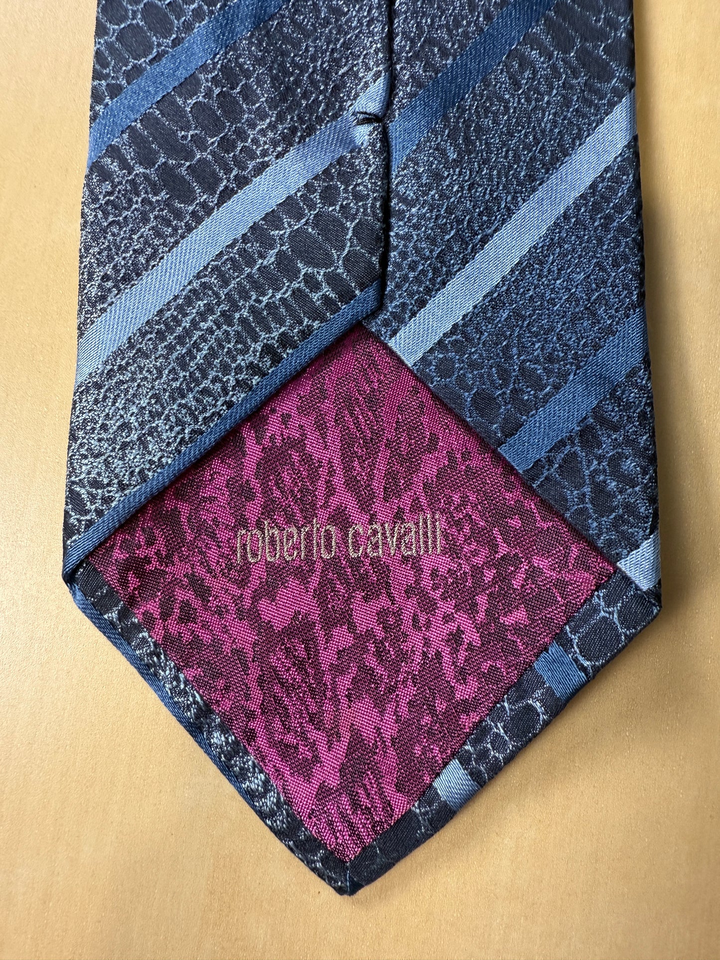 Cravatta Roberto Cavalli jacquard fantasia coccodrillo