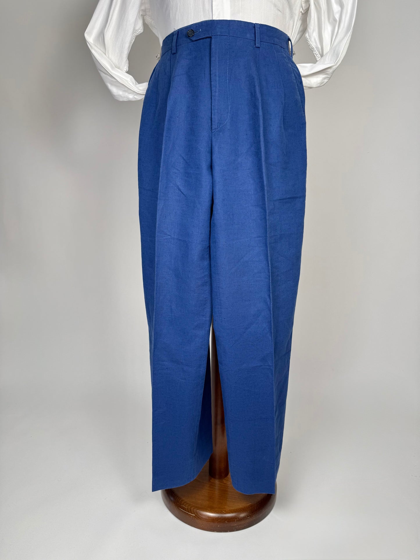 Pantaloni in lino anni '80 blu cobalto - tg. 46