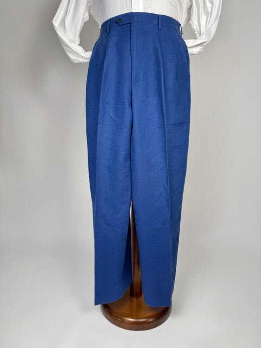 Pantaloni in lino anni '80 blu cobalto - tg. 46