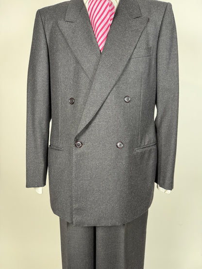 Completo doppiopetto anni ‘70/‘80 flanella antracite - tg. 52