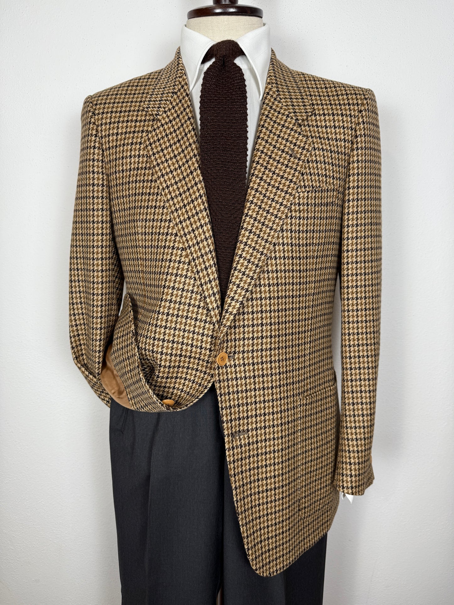 Giacca anni ‘80 in tessuto scozzese lana e cashmere pied-de-poule - tg. 48/50