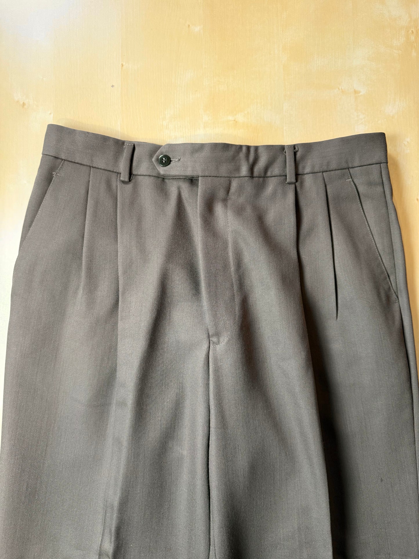 Pantaloni lana pettinata verde cachi - tg. 48