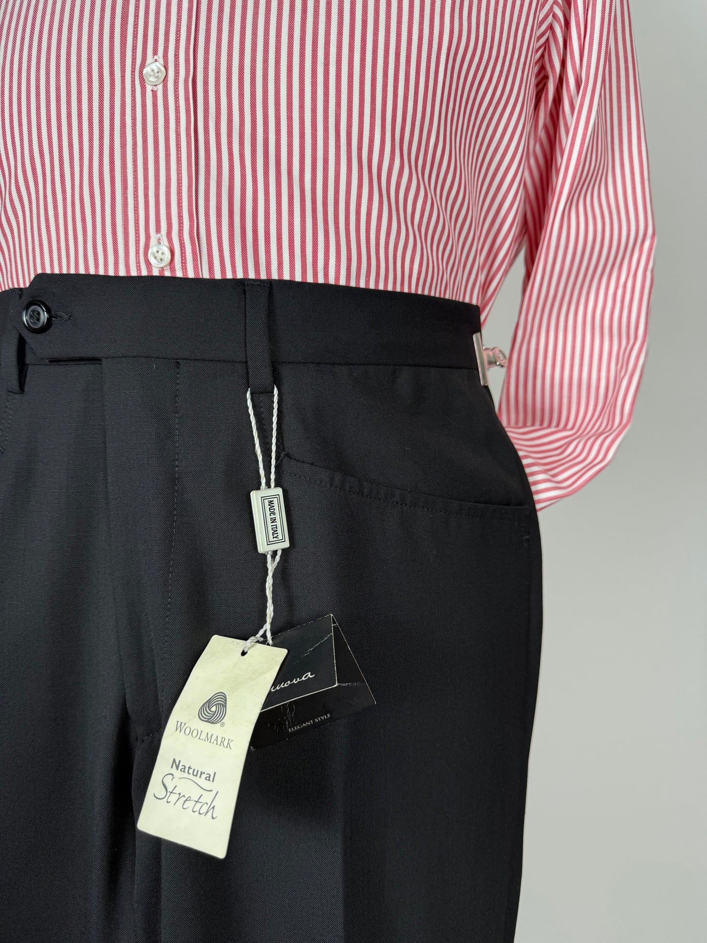 Pantaloni fresco lana blu tasche carrettiera anni '90 (NOS) - tg. 44/46