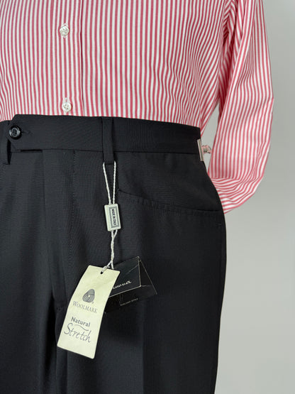 Pantaloni fresco lana blu tasche carrettiera anni '90 (NOS) - tg. 44/46