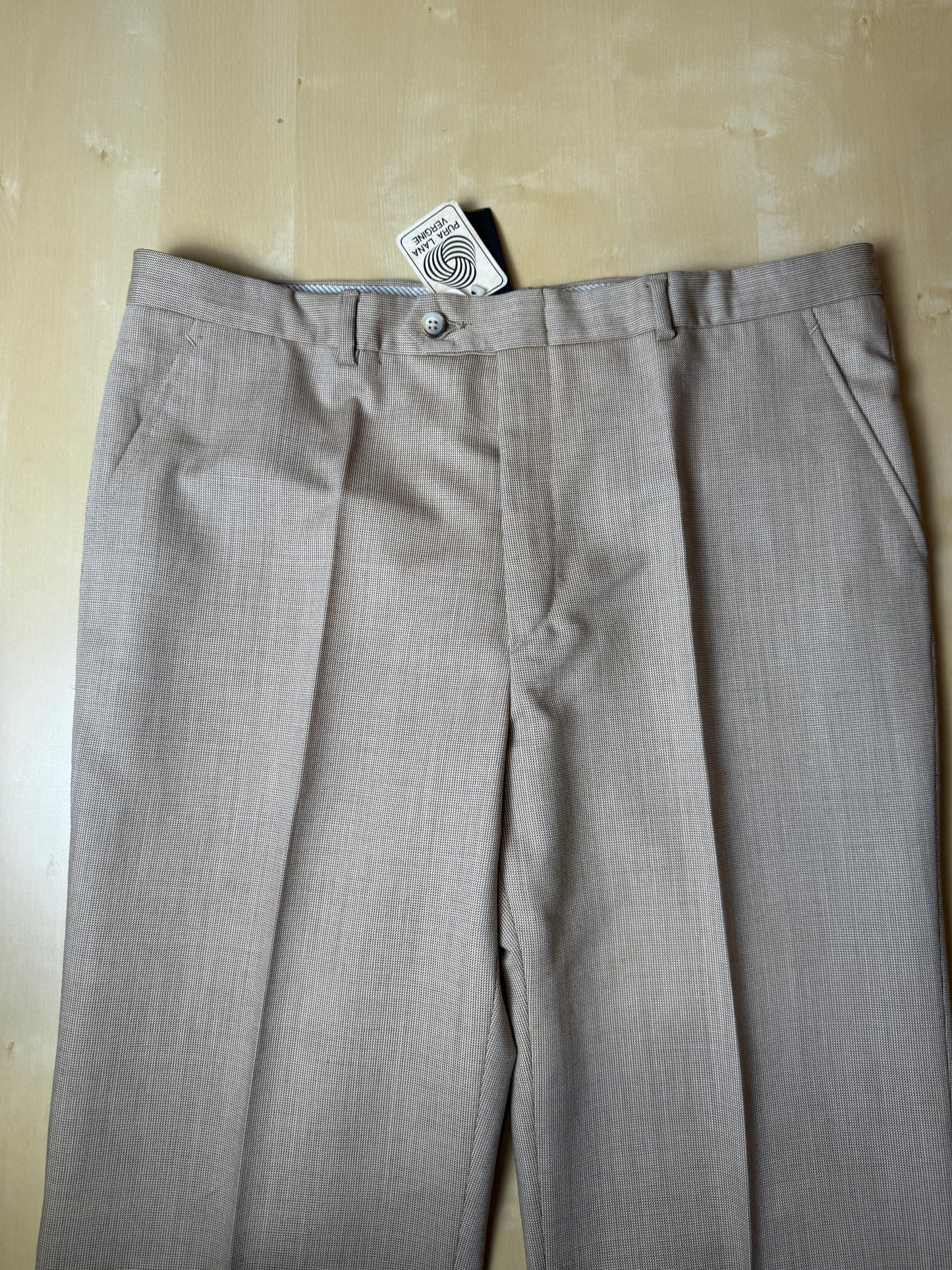 Pantaloni anni ‘70 lana pettinata beige (NOS) - tg. 52
