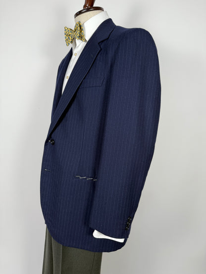 Giacca sartoriale anni ‘70 in flanella blu gessata (nuova) - tg. 50