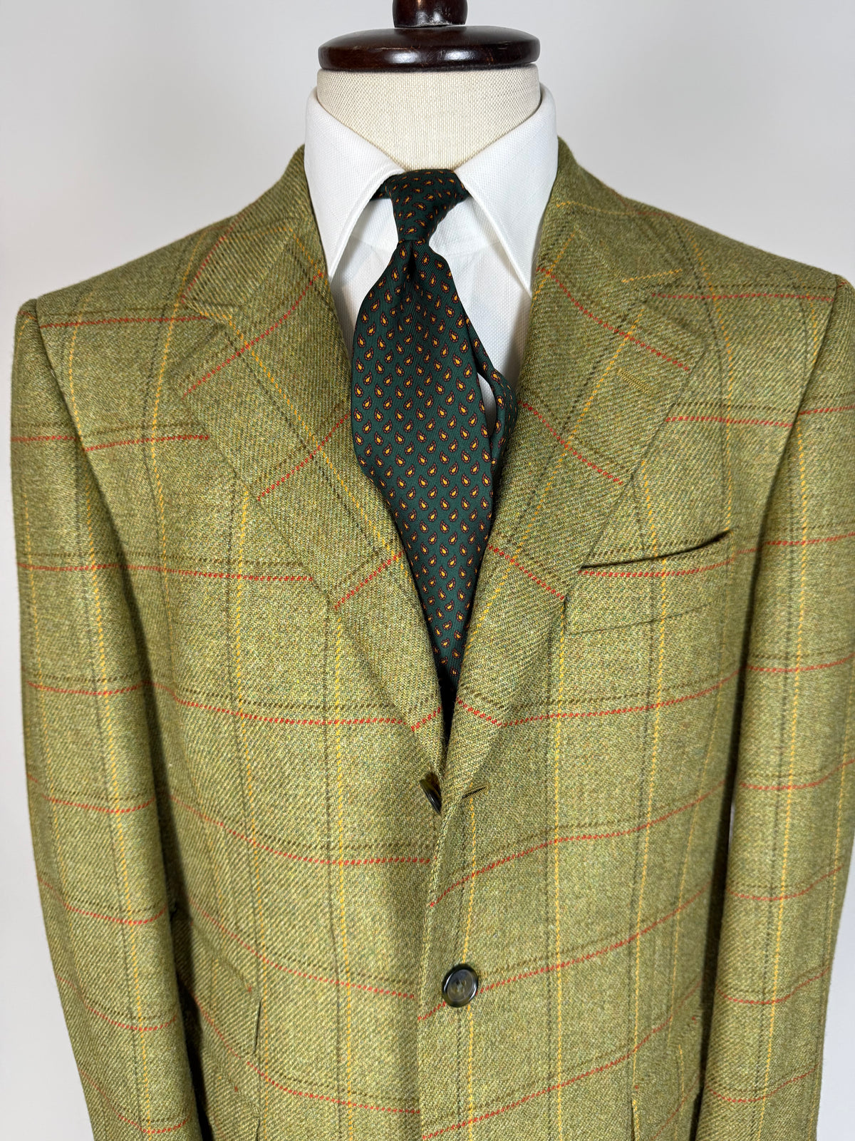 Giacca De Paz tweed verde cachi finestrato - tg. 52
