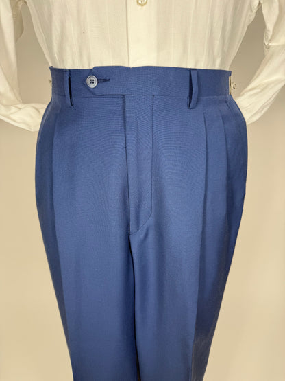 Completo anni '80 fresco lana bluette - tg. 52, pantaloni 48