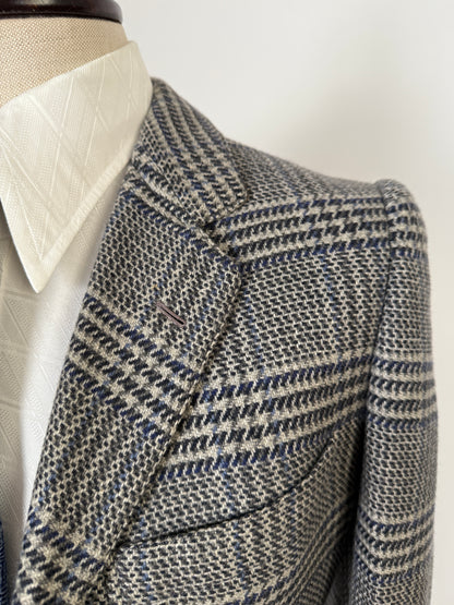 Giacca sportiva sartoriale anni ‘60 puro cashmere inserti in pelle - tg. 42