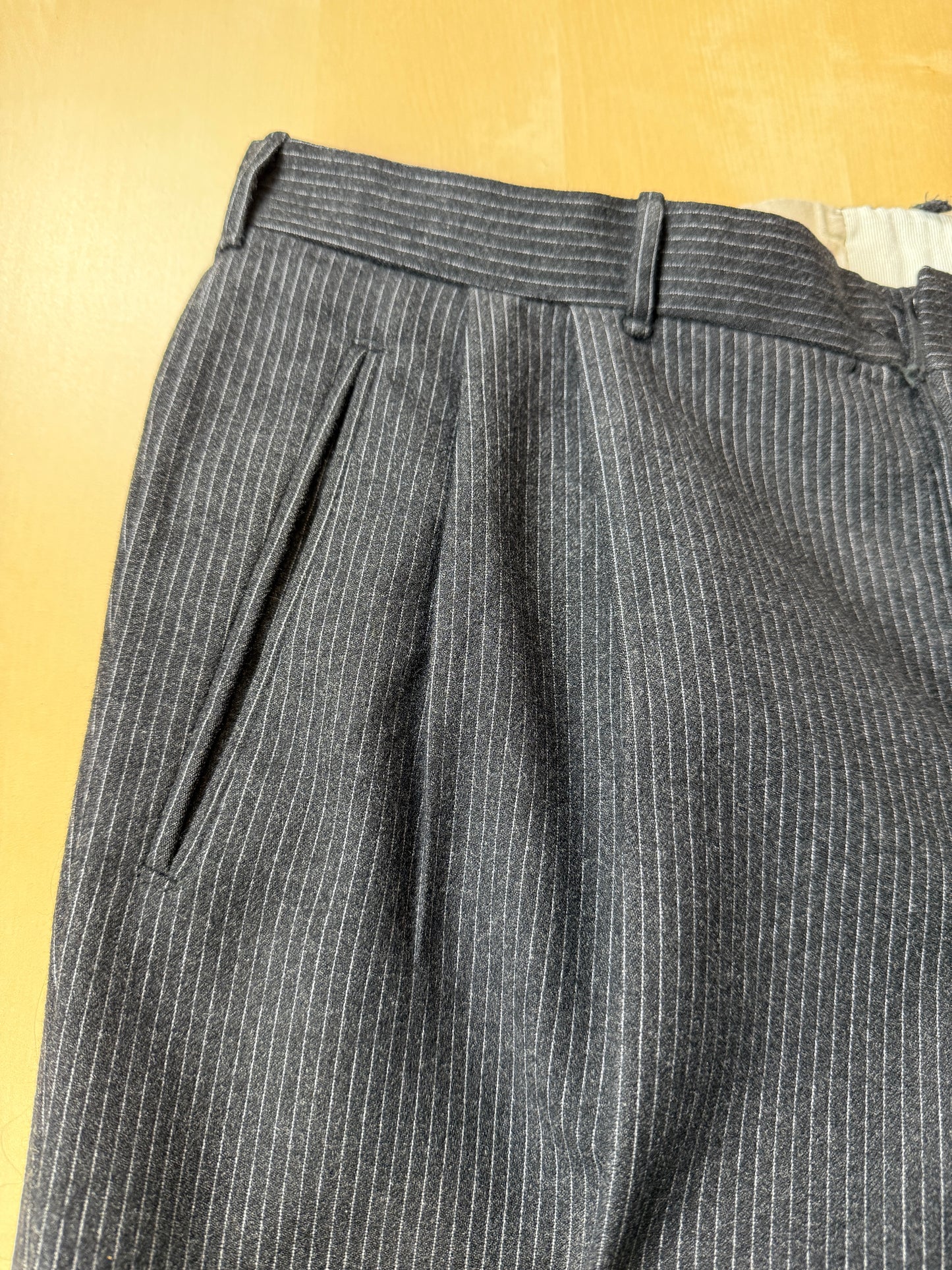 Completo 3 pezzi anni ‘60 sartoriale flanella antracite gessato - tg. 50