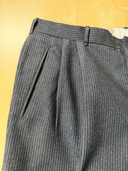 Completo 3 pezzi anni ‘60 sartoriale flanella antracite gessato - tg. 50