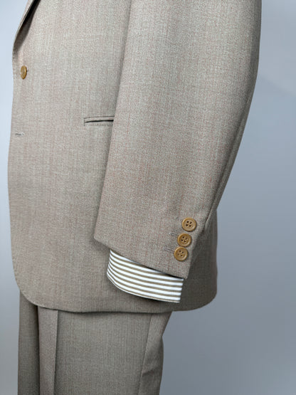 Completo 3 pezzi anni ‘70 hopsack beige - tg. 50/52 drop basso