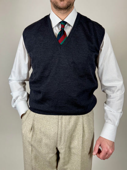 Gilet in pura lana merino grigio antracite - L (50-52)
