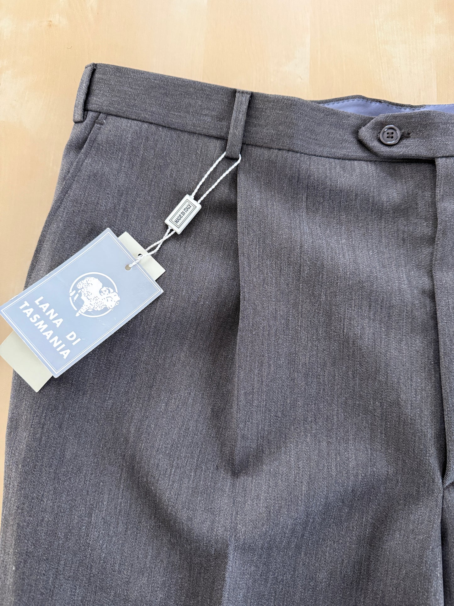 Pantaloni anni ‘90 lana pettinata cachi (NOS) - tg. 60/62