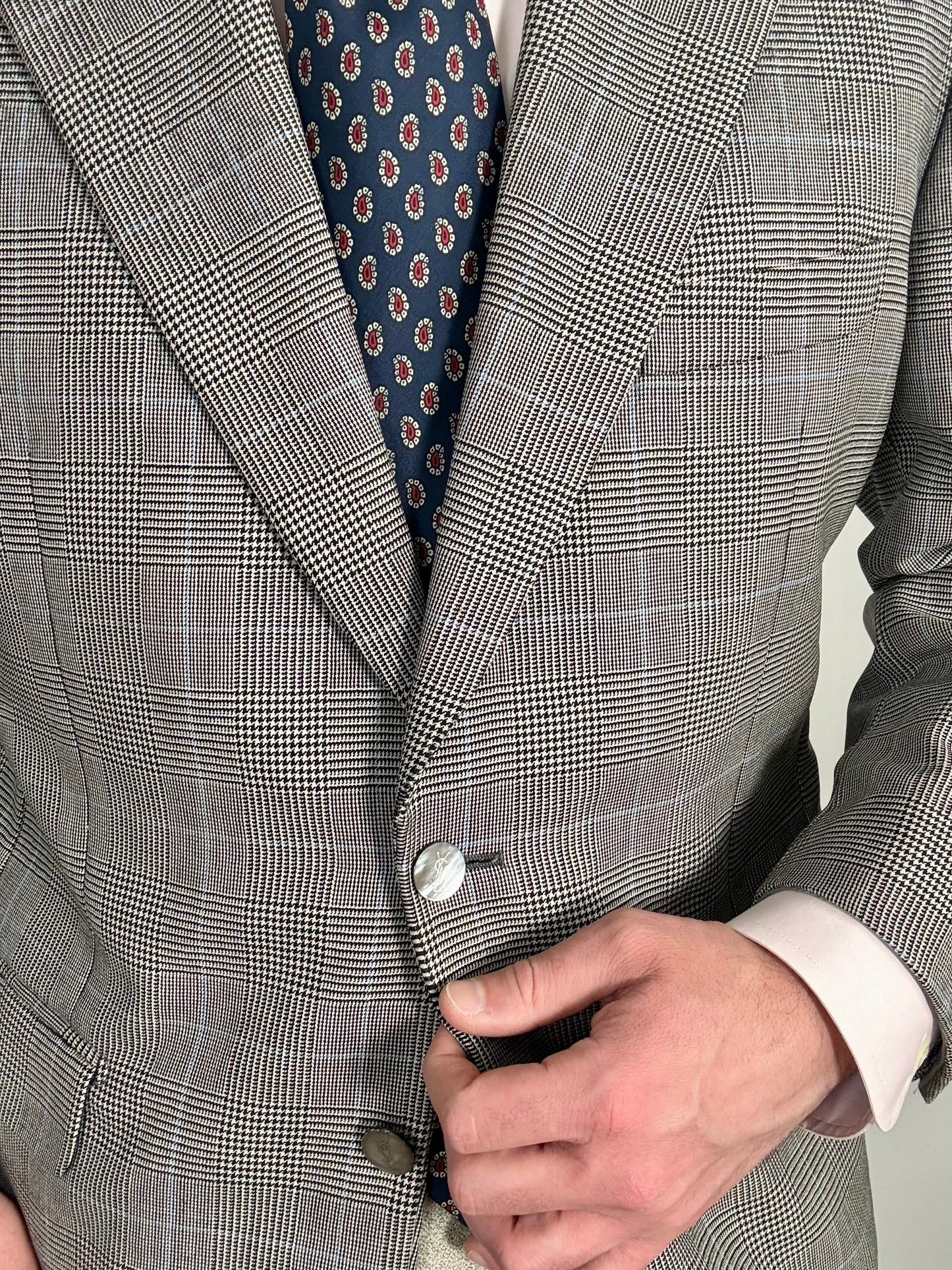 Giacca Yves Saint Laurent anni ‘90 principe di Galles bottoni madreperla - tg. 50