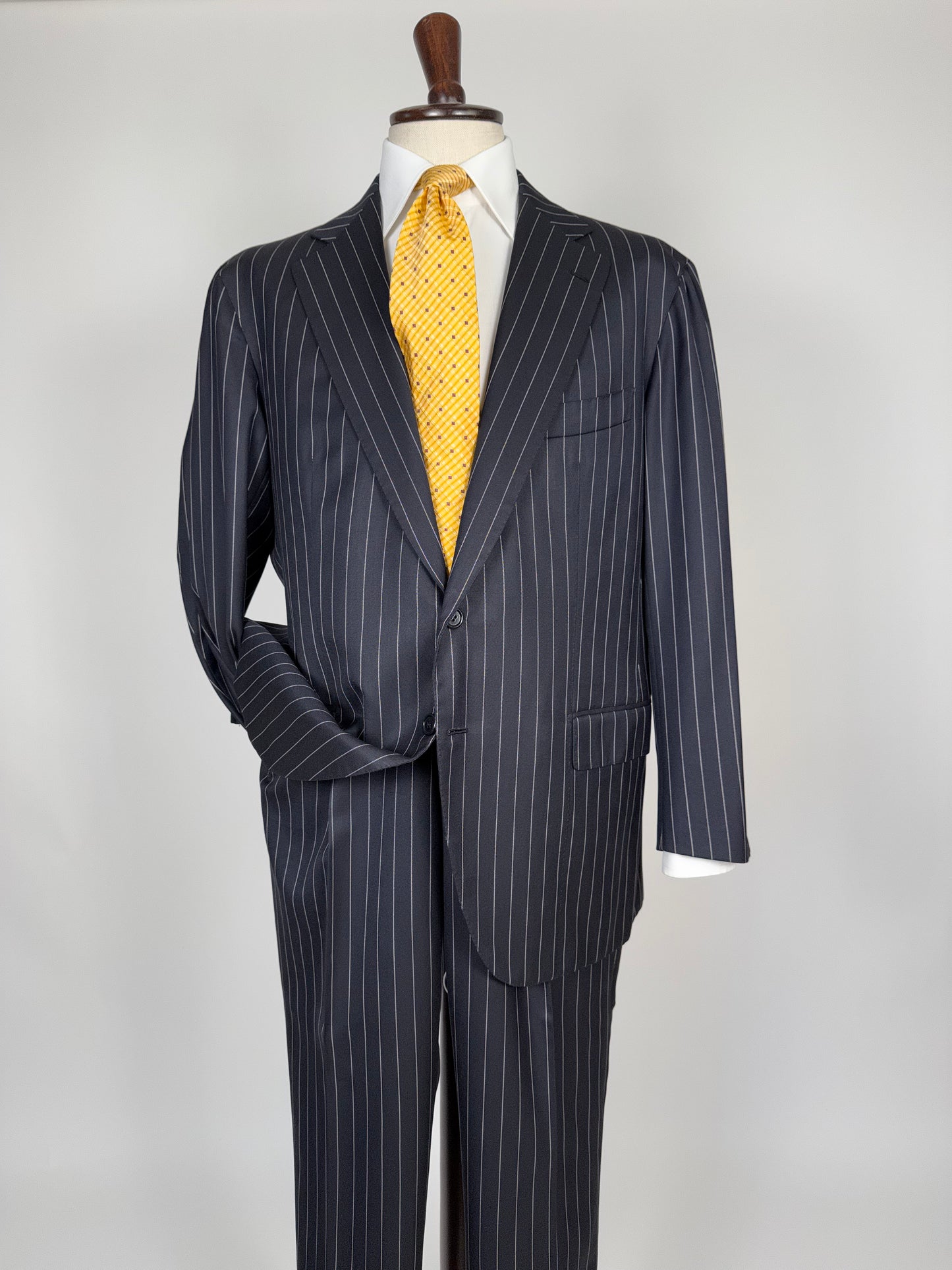 Completo sartoriale flanella pettinata blu gessato - tg. 56 drop 0-2