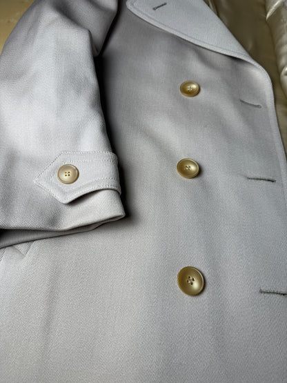 Cappotto doppiopetto anni ‘70 in twill di lana color avorio - tg. 46-48