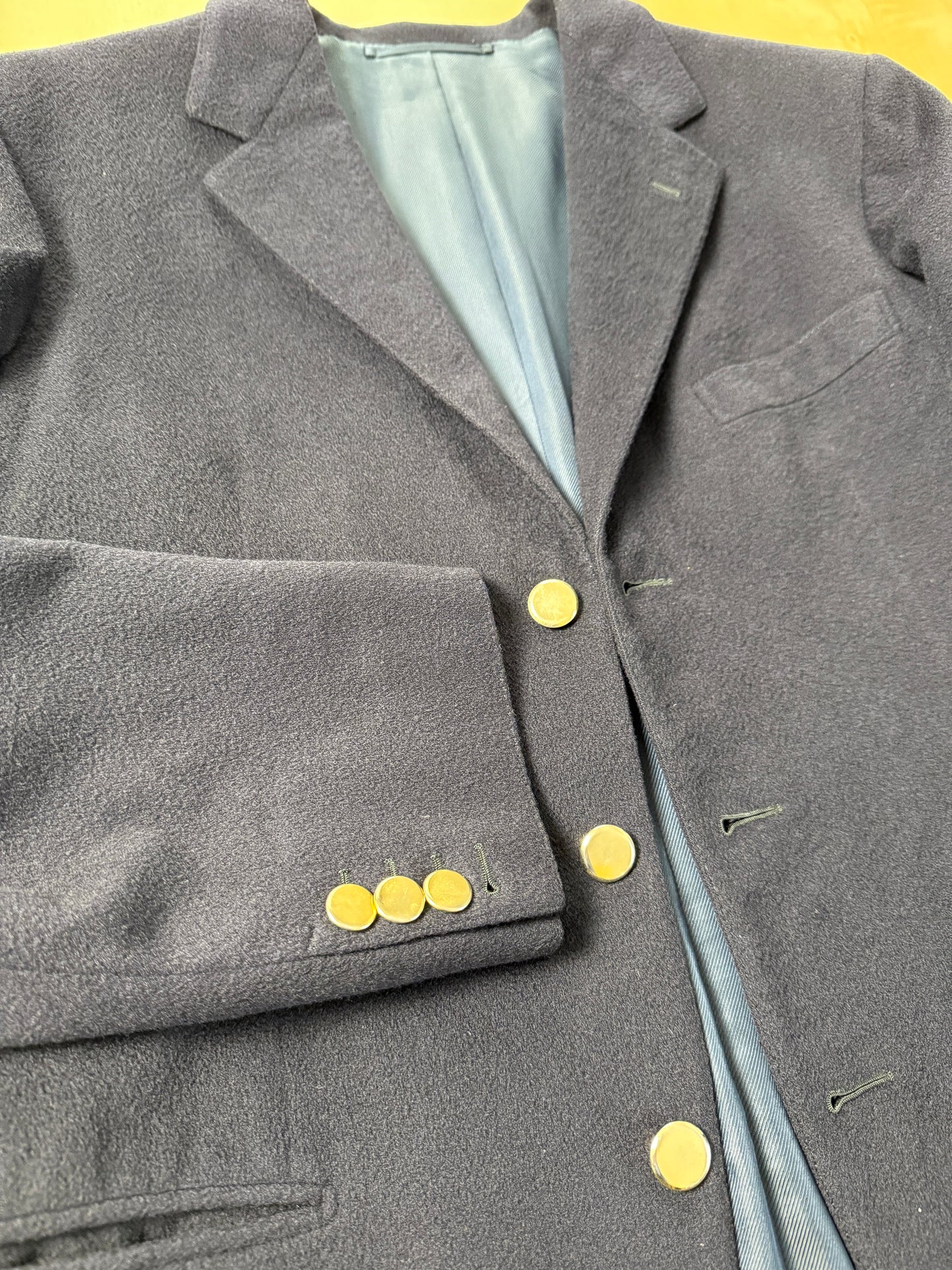 Navy blazer sartoriale anni ‘90 in panno lana e cashmere - tg. 48
