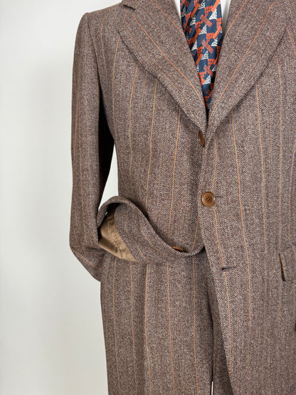 Completo anni ‘70 tweed marrone - tg. 50