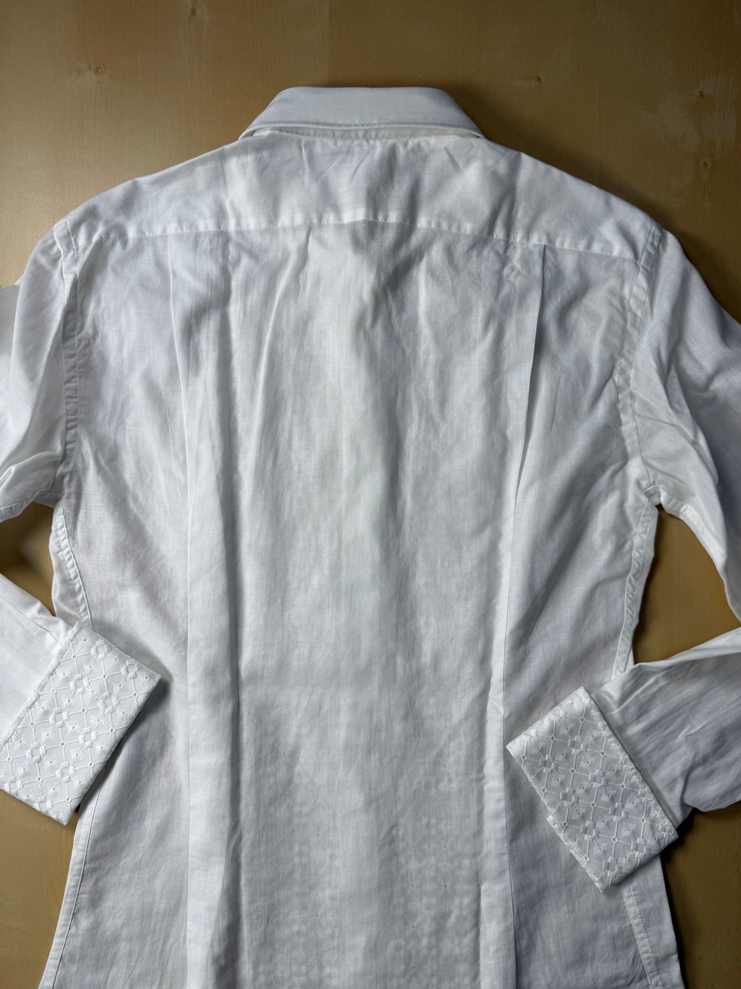 Camicia da sera anni ‘70 con ricamo - XXS, collo 38