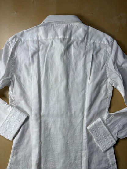 Camicia da sera anni ‘70 con ricamo - XXS, collo 38