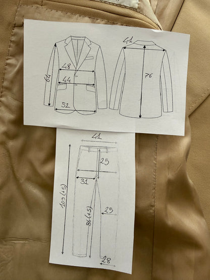 Completo anni ‘70 twill pettinato beige - tg. 42/44