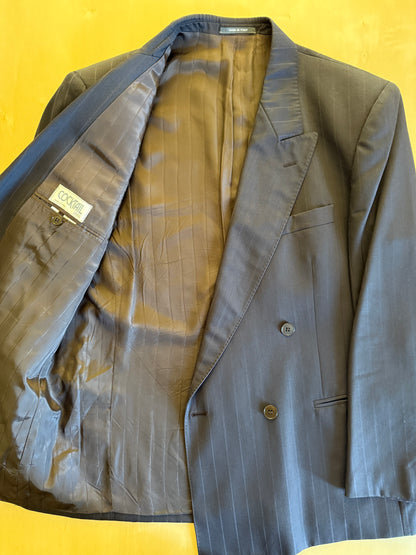 Completo doppiopetto gessato anni ‘80 marrone cacao - tg. 52