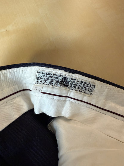 Pantaloni anni ‘70/‘80 lana pettinata blu righe - tg. 48/50