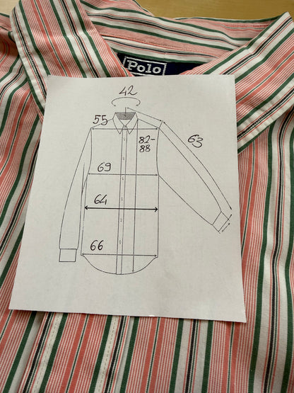 Camicia Ralph Lauren righe rosa verdi -  L collo 42