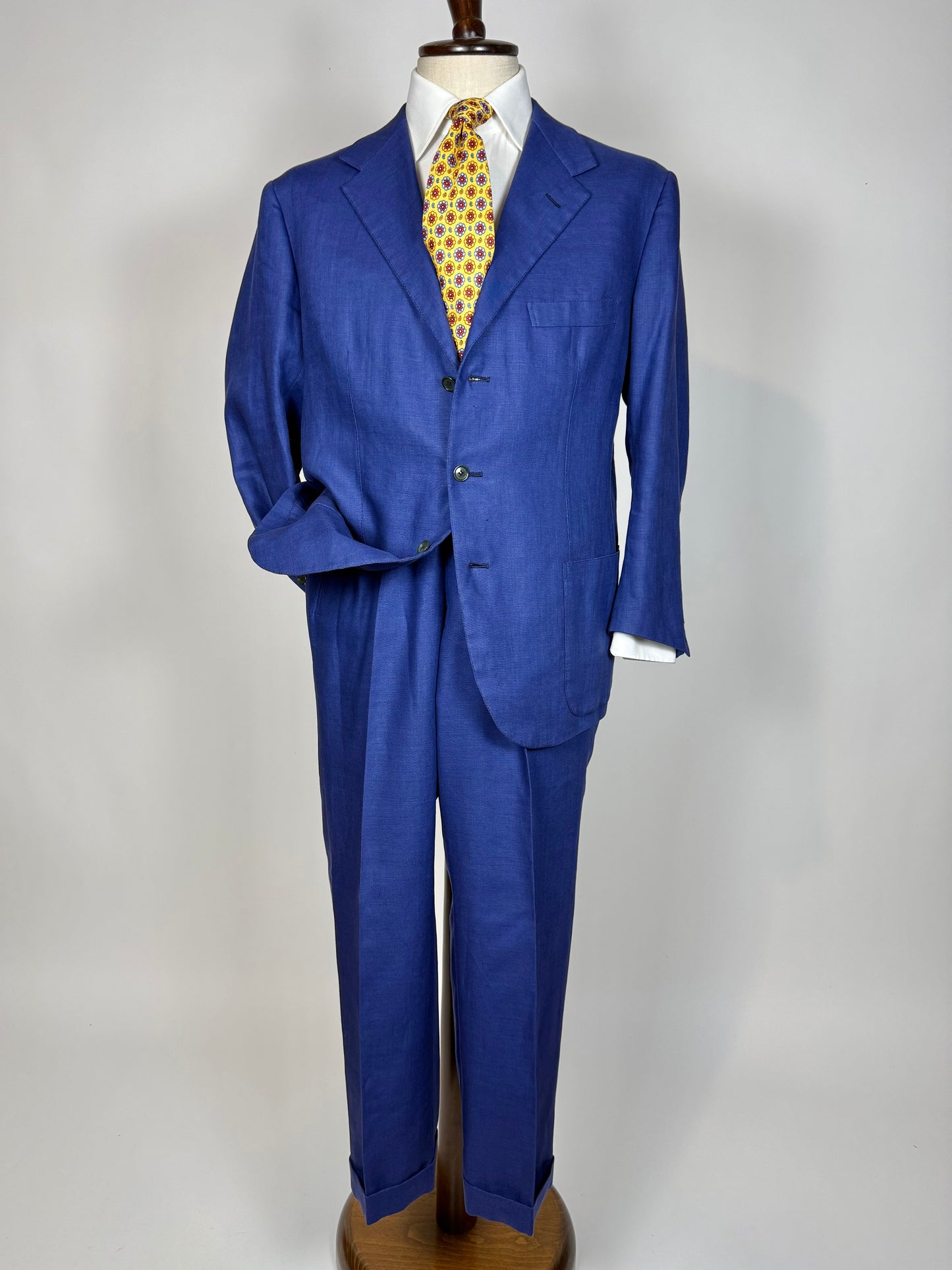 Completo sartoriale F. Di Marco lino irlandese blu (doppio pantalone) - tg. 52 corta