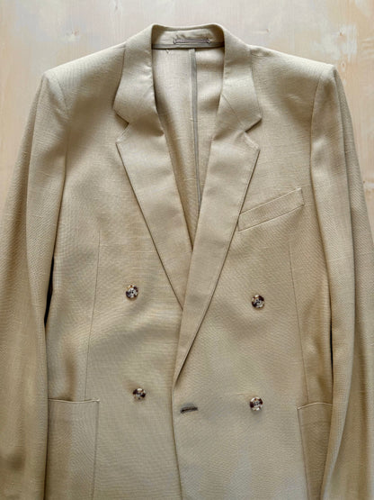 Completo doppiopetto estivo anni ‘70 in misto lino beige - tg. 44/46