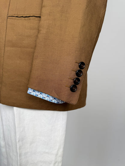 Giacca sartoriale in lino irlandese color tabacco - tg. 48