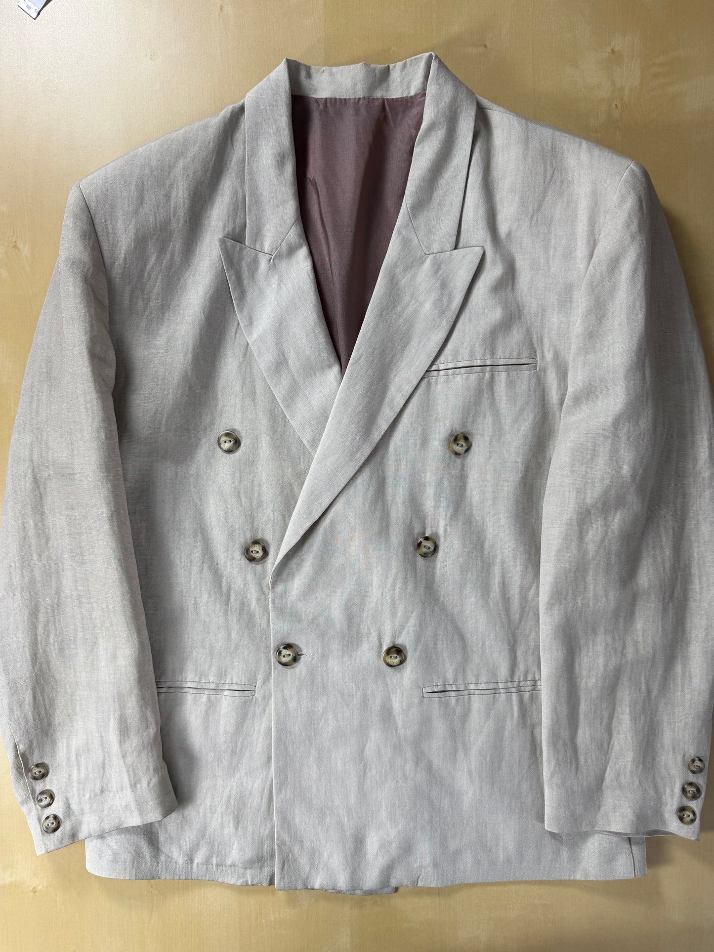Completo doppiopetto anni '80 oversize viscosa e lino - tg. 46 corta