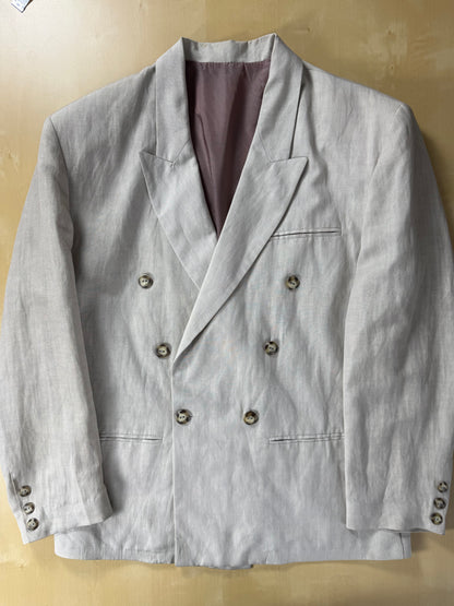 Completo doppiopetto anni '80 oversize viscosa e lino - tg. 46 corta