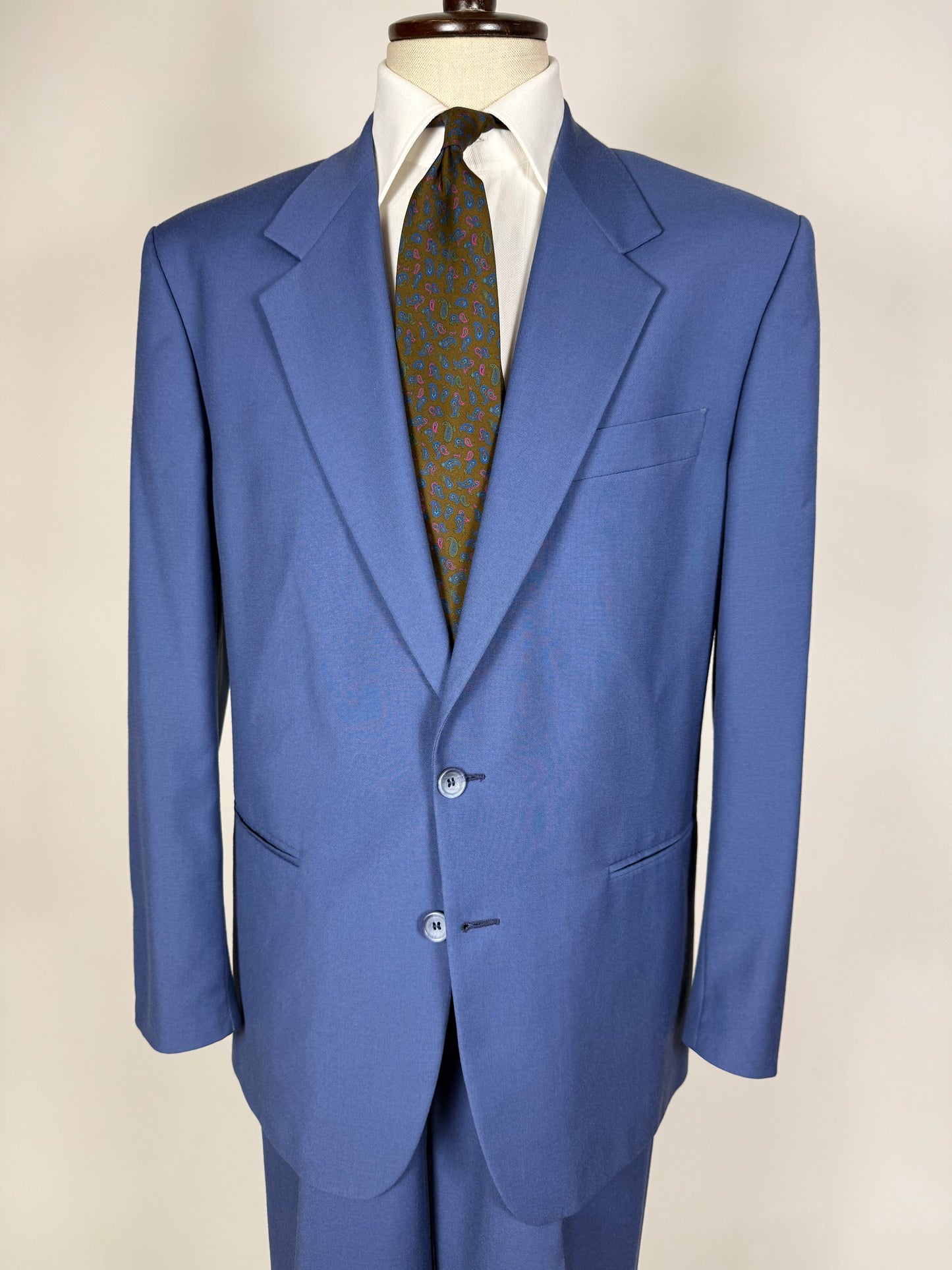 Completo anni '80 fresco lana bluette - tg. 52, pantaloni 48