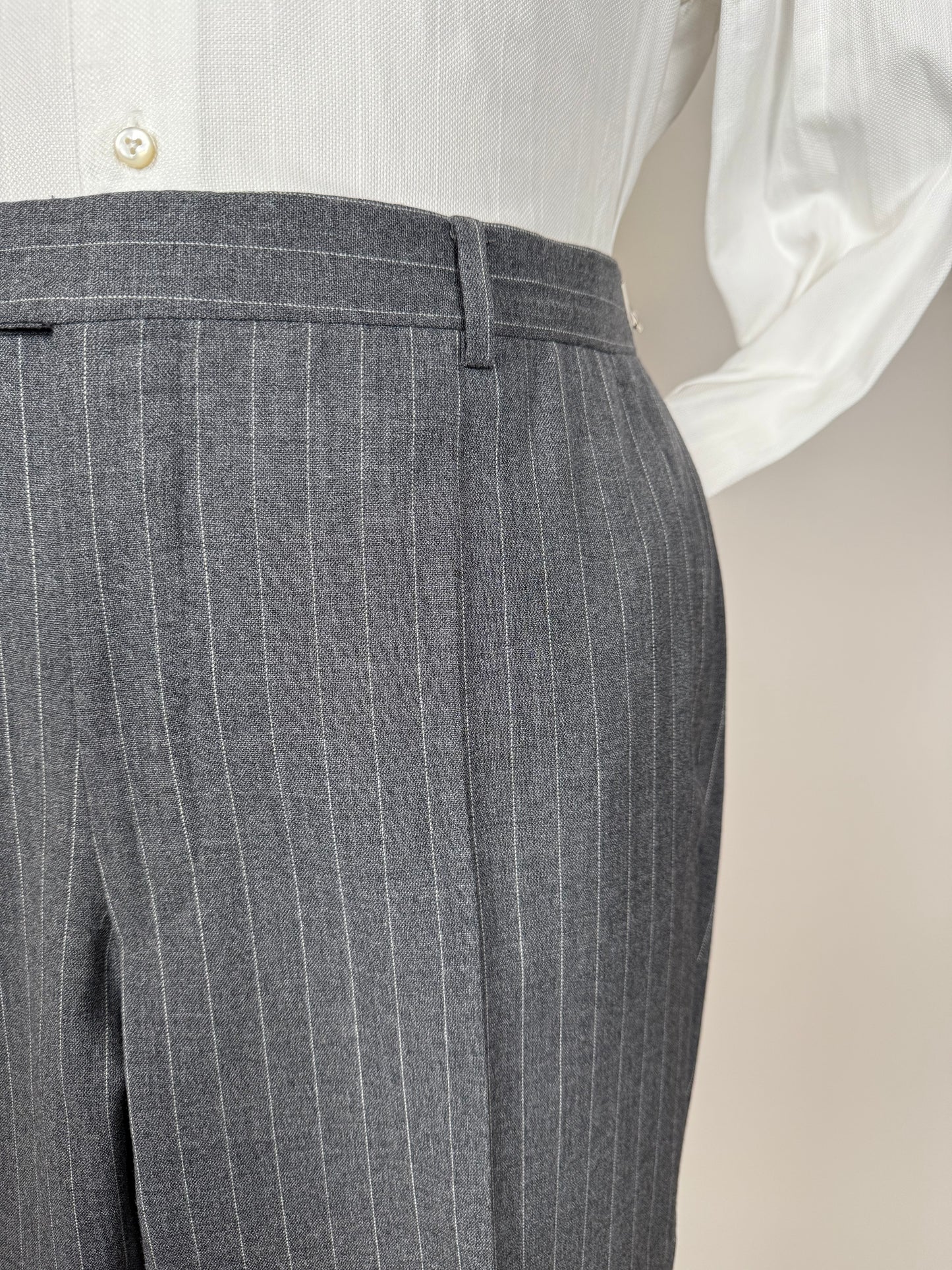 Completo estivo Sartoria Partenopea fresco lana grigio gessato - tg. 50/52