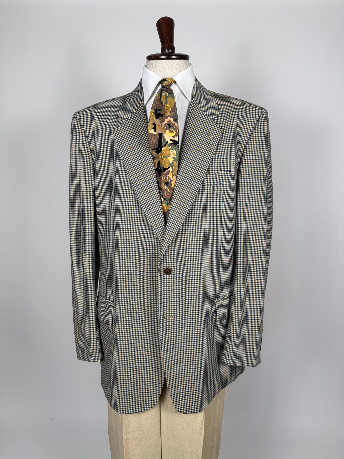 Giacca anni '80 fresco lana check - tg. 58/60 lunga