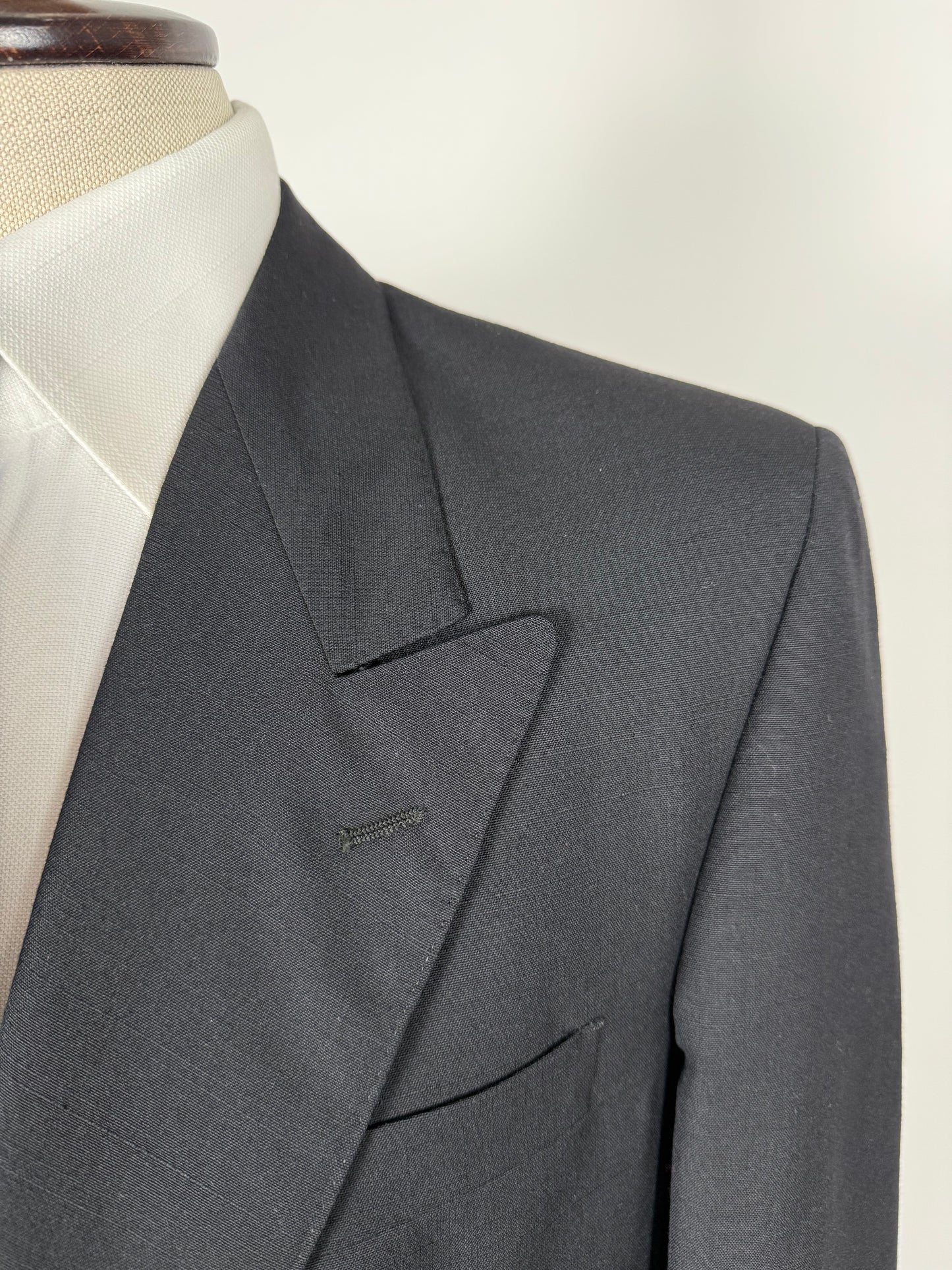 Giacca fresco lana blu mono bottone revers a lancia - tg. 50/52 corta