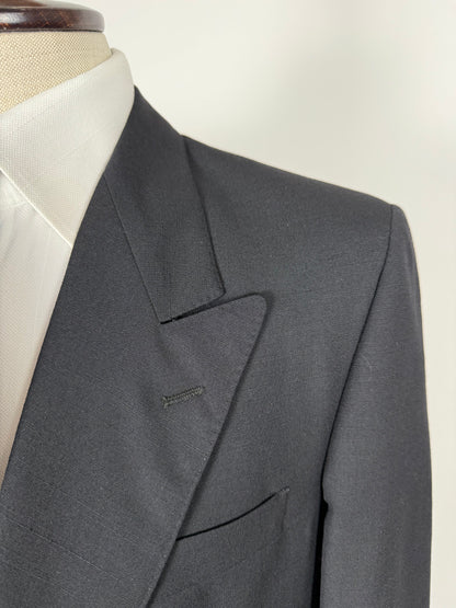Giacca fresco lana blu mono bottone revers a lancia - tg. 50/52 corta