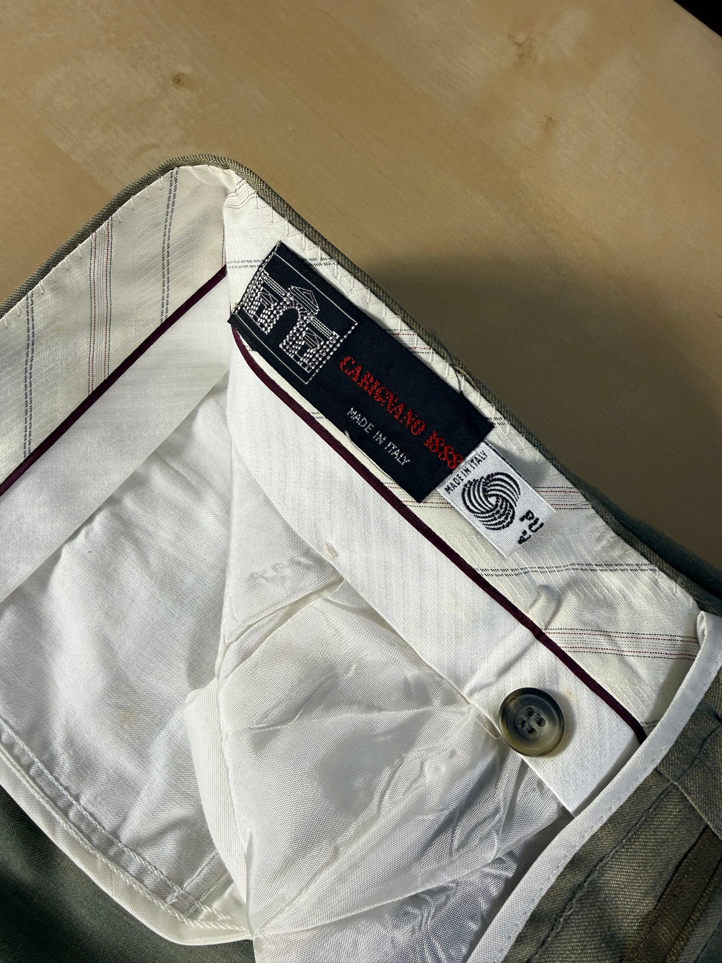 Pantaloni fresco lana verde salvia-oliva anni '80 (NOS) - tg. 50